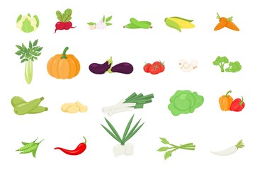 Canvas Print - vegetables icons set in cartoon style