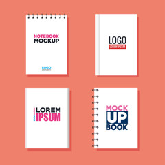 Wall Mural - set of corporate identity branding mockup, mockup with books and notebooks of covers white color vector illustration design