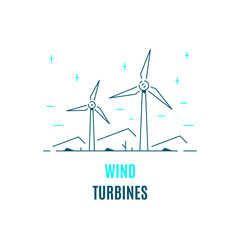 Wind energy logo template, flat style icon design.