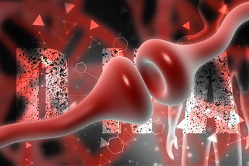 Poster - Synapse and Neuron cells sending electrical chemical signals. 3d rendering