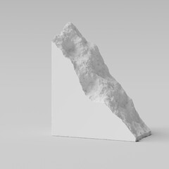 Fototapete - Breakaway piece of a triangular white stone slab. 3d rendering