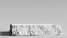 White Stone Rough Plate Object Display Podium. 3d Rendering