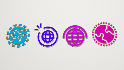 Wall Mural - ozone layer 4 icons set - 3D illustration
