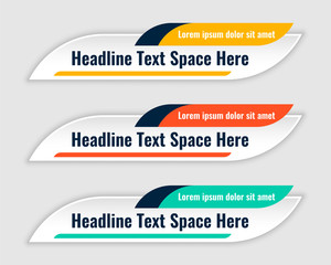 Wall Mural - three colors lower third banners template design