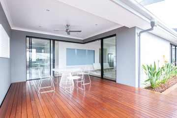 A lounge space at backyard of modern house