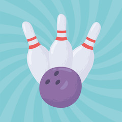 Sticker - bowling ball and pin equipment game recreational sport flat design