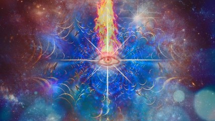 Wall Mural - surreal composition. eternal eye in endless space. retro spacecrafts. high quality fullhd footage