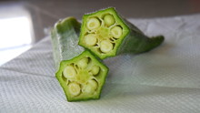 Okra Or Okro, Abelmoschus Esculentus, Known In Many English-speaking Countries As Ladies' Fingers Or Ochro, Is A Flowering Plant In The Mallow Family.