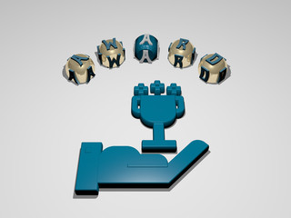 Fototapete - award circular text of separate letters around the 3D icon - 3D illustration for background and design