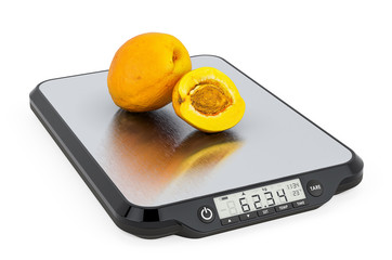 Wall Mural - Kitchen Scales with Apricots. 3D rendering