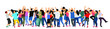 © dovla982 - Party dancer people, girls and boys vector illustration isolated. Nightlife party concept with crew dancing. Disco club event. Birthday celebration. Teenagers in good mood. Fun and entertainment.