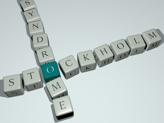 Poster - Stockholm syndrome crossword by cubic dice letters - 3D illustration for sweden and city