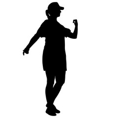 Wall Mural - Black silhouettes dancing woman on white background