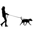 © Arrows - Silhouette of woman and dog on a white background