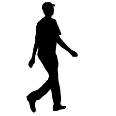 Silhouette of a walking man on a white background