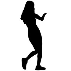 Wall Mural - Black silhouettes dancing woman on white background