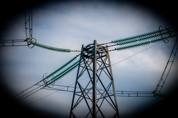 High-voltage power line in the forest