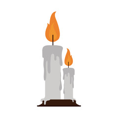 Canvas Print - burning candle flame hot decoration flat icon