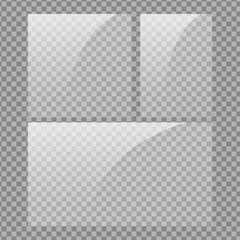 Wall Mural - square, vertical and 16x9 panel. glass plate set on transparent background. clear glass showcase. re