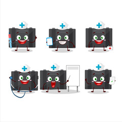 Wall Mural - Doctor profession emoticon with black suitcase cartoon character