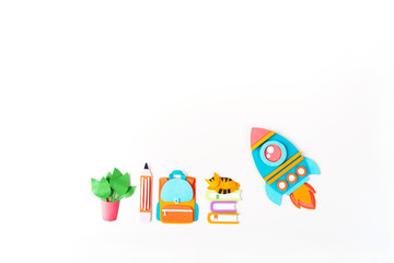 Wall Mural - Rocket paper craft. Back to school education.