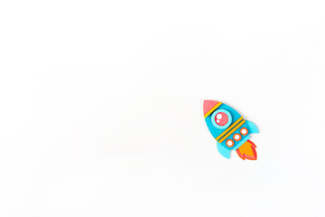 Wall Mural - Rocket paper craft. Back to school education. White background
