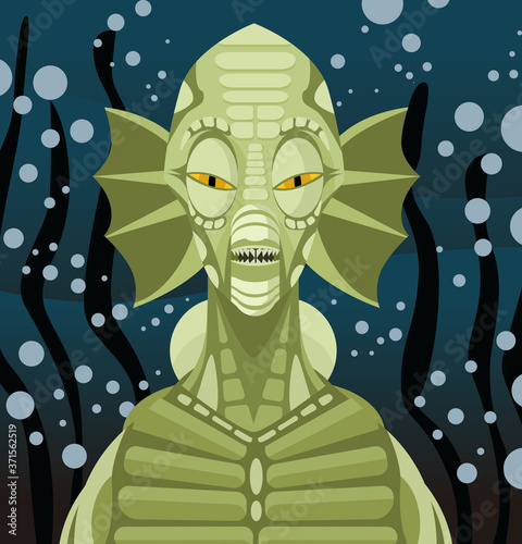 Fotomural underwater sea reptilian green monster