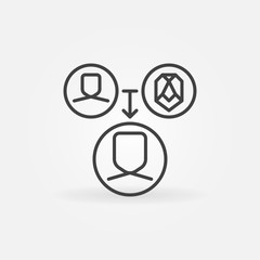 Fototapete - Human Face Recognition Technology linear vector concept icon or logo element