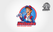 The Mechanic Logo Cartoon Mascot. Cartoon illustration of a Handyman. 