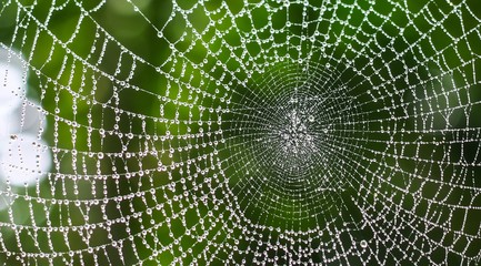 Spider sitting on web with green background. Chandpur, Bangladesh / 2020.