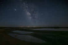Milky Way Landscapes In Salt Lake, Inner Mongolia, Northwest Of China