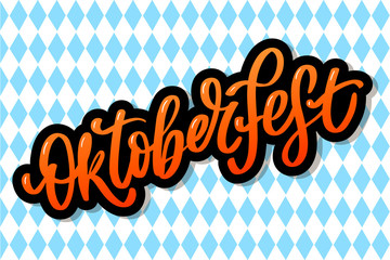 Wall Mural - Oktoberfest celebration background. Happy Oktoberfest in German Lettering typography. Beer festival decoration badge icon.