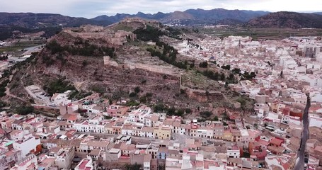 Wall Mural - Aerial view of Sagunto city and antique roman fortress, Valencia, Spain