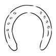 realistic horseshoe, vector sketch illustration. horse farm symbol