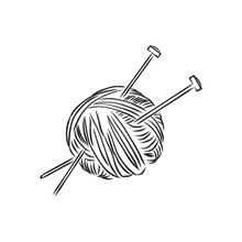 Ball Of Yarn For Knitting. Vector Illustration Sketch