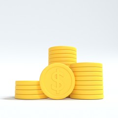 Poster - 3D gold coin stack background. Saving and grow money concept. 3D rendering