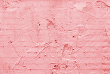 Pink Wall Of The Building. Rough Plaster Surface. Abstract Background.