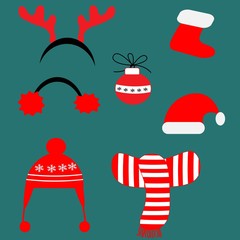 Wall Mural - Set of christmas  elements vector illustration 