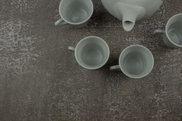 tea set on a black background