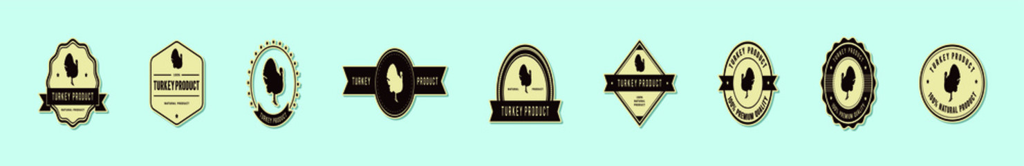 turkey design template for badges label and more. isolated vector on blue