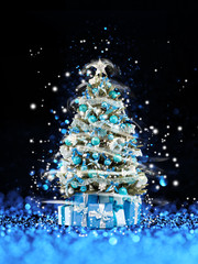 Wall Mural - Christmas holiday blinking abstract background. hristmas tree