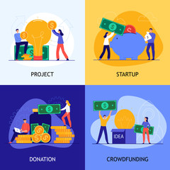 Canvas Print - Crowdfunding Concept Icons Set