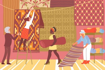 Wall Mural - Carpet Shop Flat Illustration