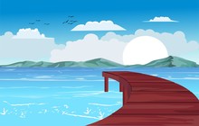 Wooden piers on the sea vector
