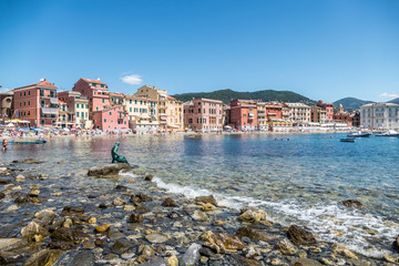 The bay of the silence in Sestri Levante with many colorful facade