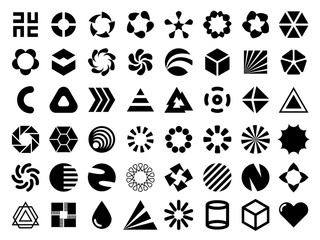 Poster -  Black flat design elements for your logo design. Editable monochrome geometric shapes for unique label, sign, symbol identity design.