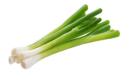 Wall Mural - Green onion, fresh chives isolated on white background