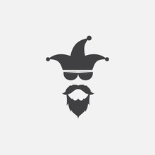 Clown With Sunglasses And Beard Logo Design