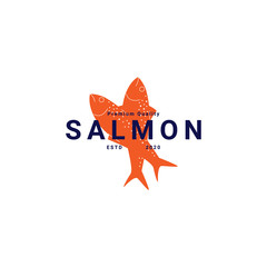 Canvas Print - Salmon fish logo label sticker design for business and market