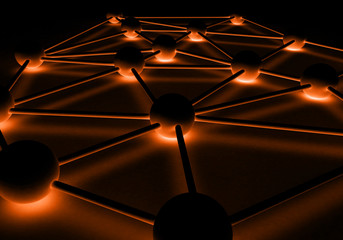 in the dark neon light, hub connection or network